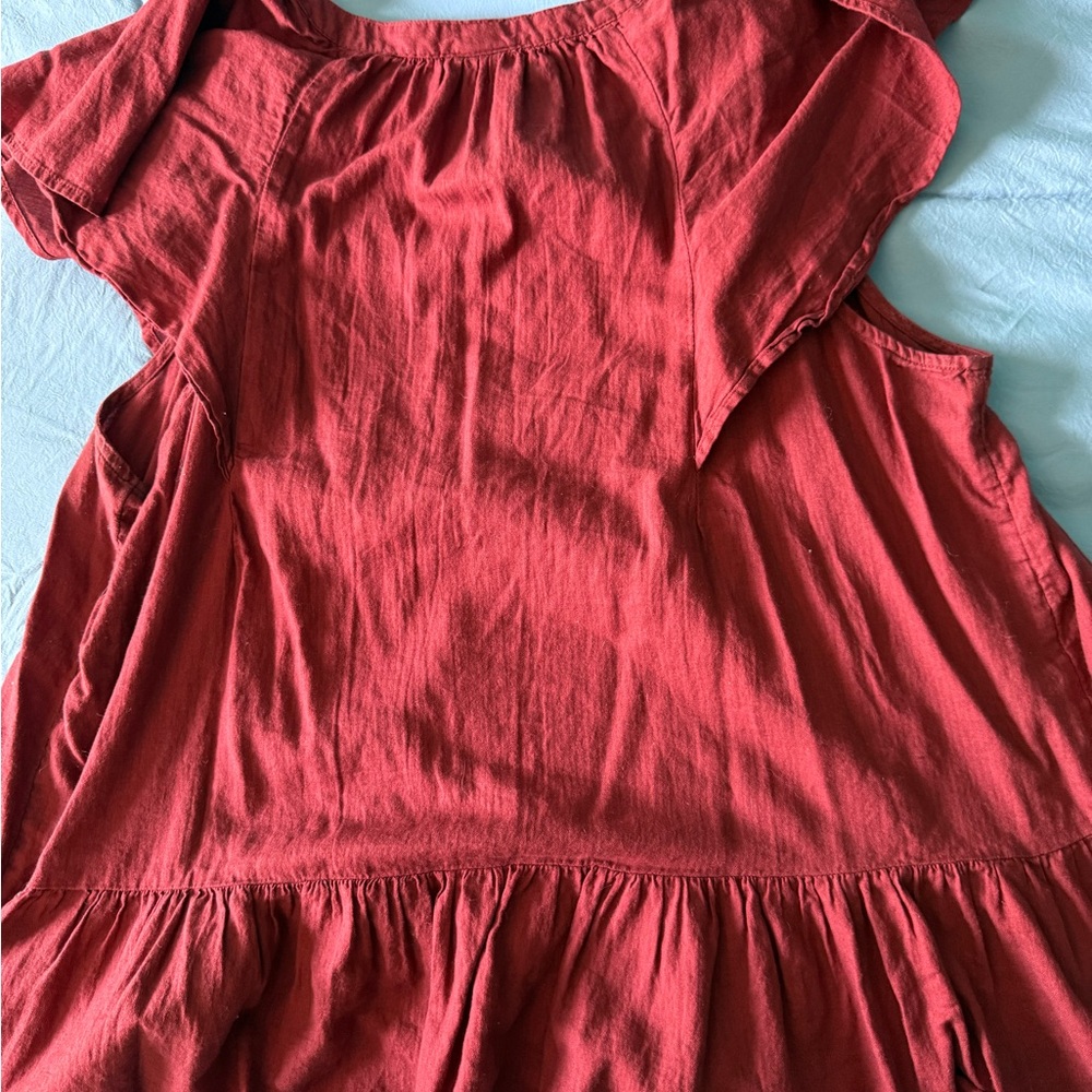 Women's Red Ruffled Top - Picture 2 of 3